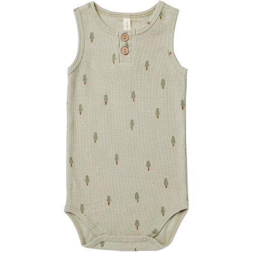 Quincy Mae Sleeveless Henley Bodysuit | Trees