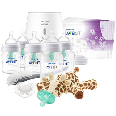 Philips AVENT Anti-Colic Baby Bottle with AirFree Vent All in One Gift Set, SCD308/01, White