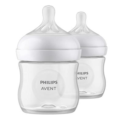 Philips AVENT Natural Baby Bottle with Natural Response Nipple, Clear, 4oz, 2pk, SCY900/02