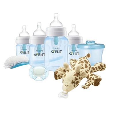 Philips AVENT Anti-Colic Baby Bottle with AirFree Vent Newborn Gift Set with Snuggle, Blue, SCD307/03