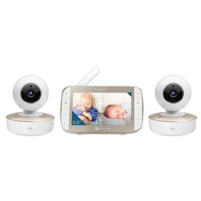 Motorola VM50G - HD Wireless 2-Camera & 5" Screen 1000ft Range Video Baby Monitor W/ 2-Way Audio - Indoor/Outdoor Usage, Remote Pan/Tilt/Zoom, Room Temperature, Night Vision, & Split Screen Viewing