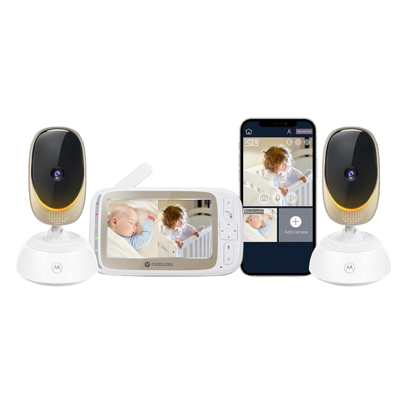 Motorola VM85-2 Connect - HD 720p Dual Camera 1000ft Range WiFi Baby Monitor w/ 2-Way Audio & App Connectivity - Indoor & Outdoor Usage, Remote Pan-Tilt-Zoom, Lullabies, Night Vision, & Mood Light