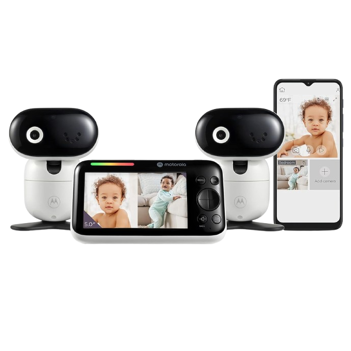 Motorola PIP1510 - Dual 5" Screen Camera & Video Baby Monitor W/App Connectivity, Two-Way Audio & 1000ft Range - Split Screen Viewing, Remote Pan-Tilt-Zoom, Room Temp, & Lullabies