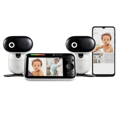 Motorola PIP1510 - Dual 5" Screen Camera & Video Baby Monitor W/App Connectivity, Two-Way Audio & 1000ft Range - Split Screen Viewing, Remote Pan-Tilt-Zoom, Room Temp, & Lullabies