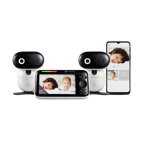 Motorola PIP1610 - Two 5" Display HD Camera Baby Monitors W/ 2-Way Audio, WiFi, App Connectivity, & 1000 FT Range - Wall Mount W/Remote Pan/Tilt/Zoom, Room Temp, & Lullabies