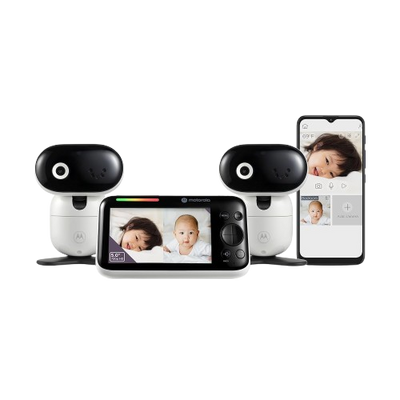 Motorola PIP1610 - Two 5" Display HD Camera Baby Monitors W/ 2-Way Audio, WiFi, App Connectivity, & 1000 FT Range - Wall Mount W/Remote Pan/Tilt/Zoom, Room Temp, & Lullabies