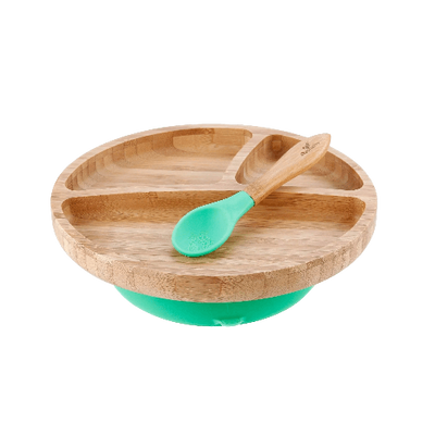 Avanchy Bamboo Toddler Stay Put Suction Plate + Spoon