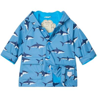 Hatley Swimming Sharks Colour Changing Baby Raincoat