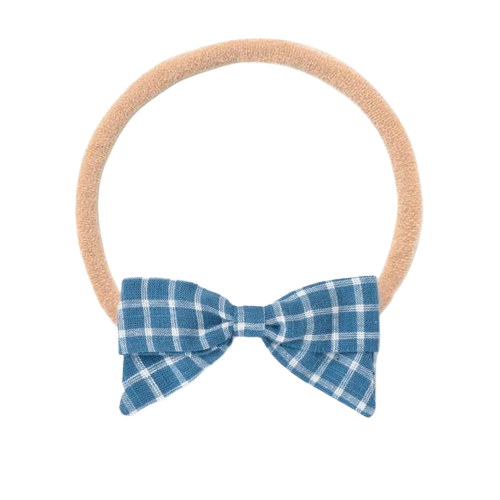 Lali Headband Bow- Blue Chex