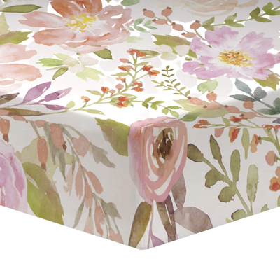 Liz & Roo Blush Watercolor Floral Crib Sheet