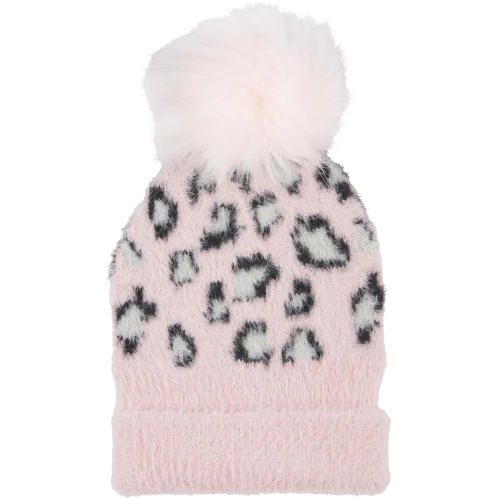 Mud Pie Pink Fuzzy Leopard Hat