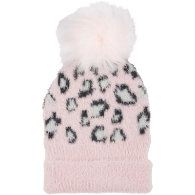 Mud Pie Pink Fuzzy Leopard Hat